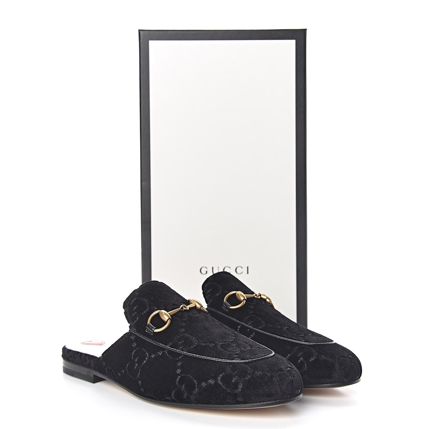 Velvet GG Monogram Womens Princetown Slippers 36 Black