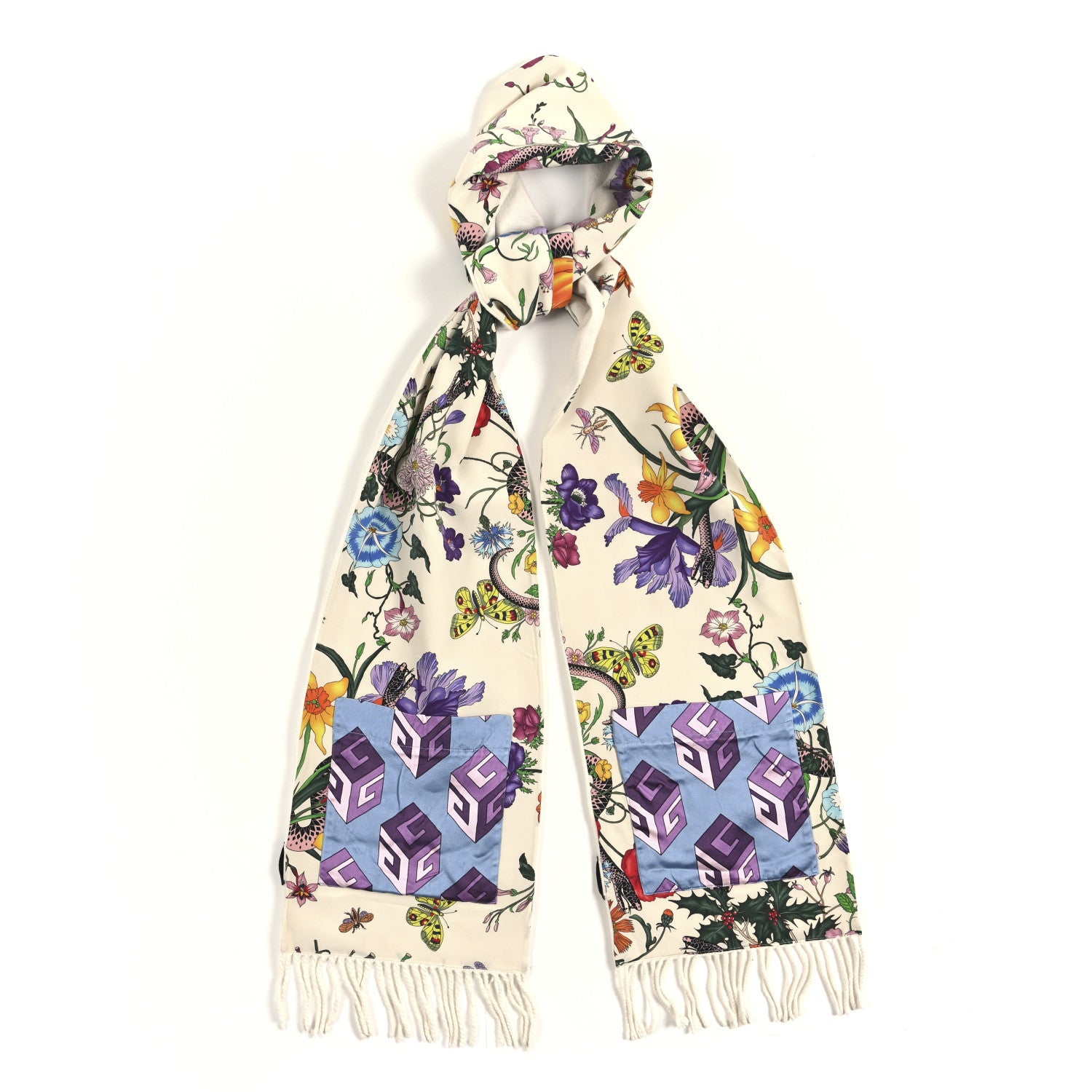Gucci Cashmere Flora Pocket Scarf Ivory Multicolor 1 of 3