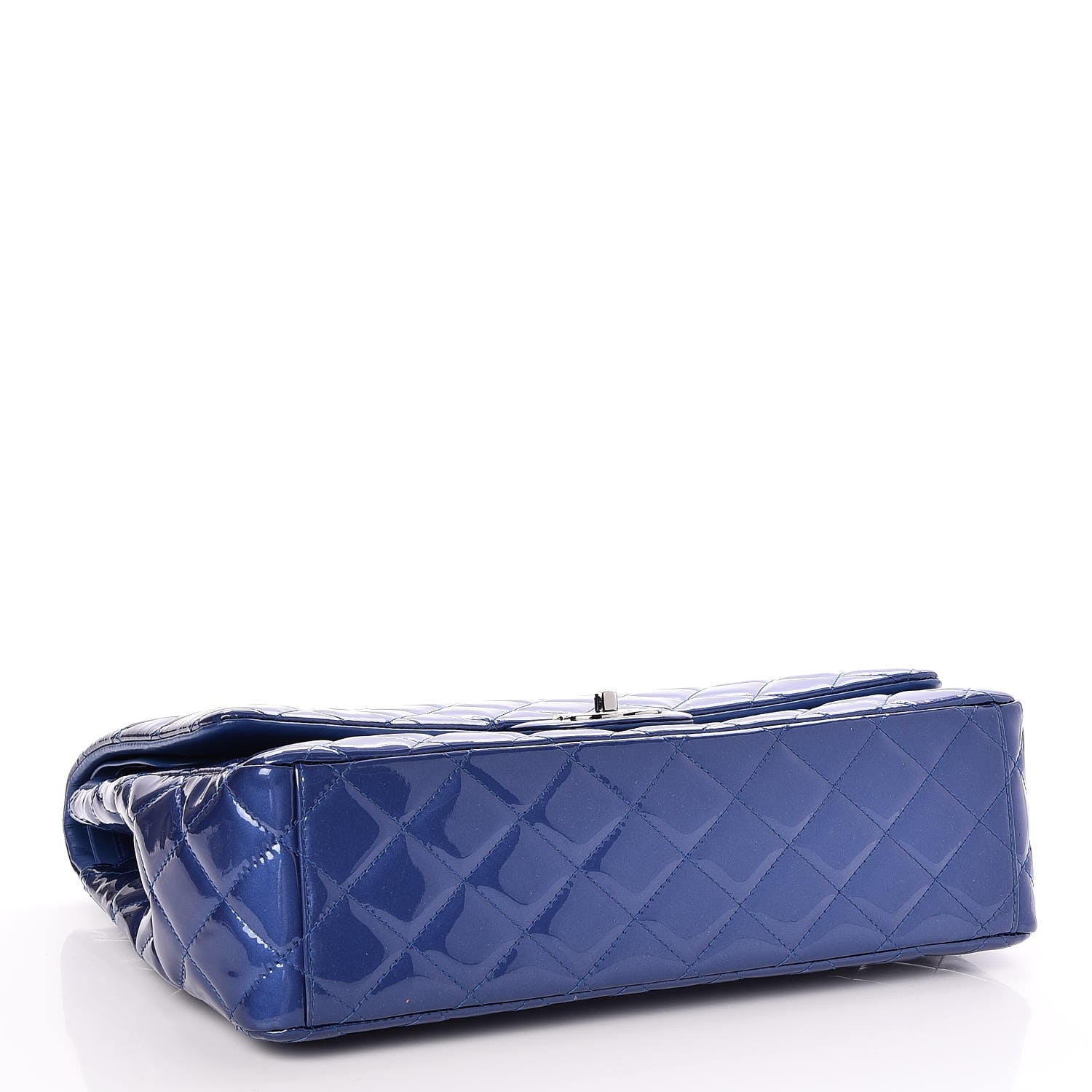 Chanel Patent Quilted Maxi Double Flap Blue 5 of 8