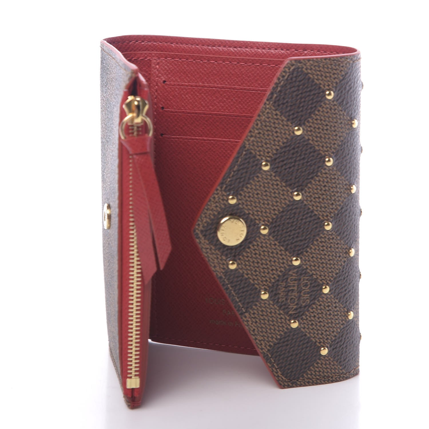 Louis Vuitton Damier Ebene Studded Victorine Wallet Cherry 5 of 7