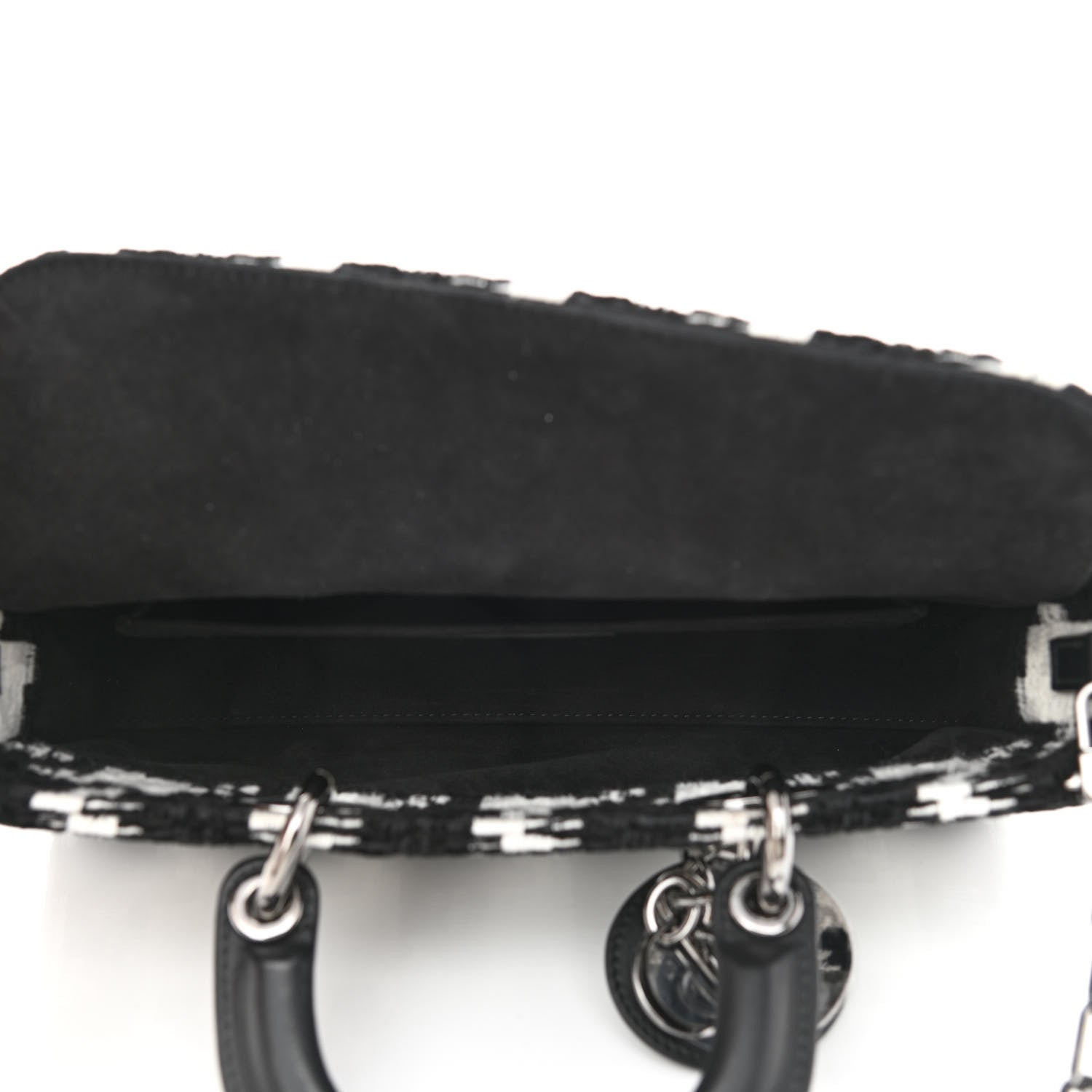 Christian Dior Canvas Macro Houndstooth Lady D-Joy Black White 4 of 11