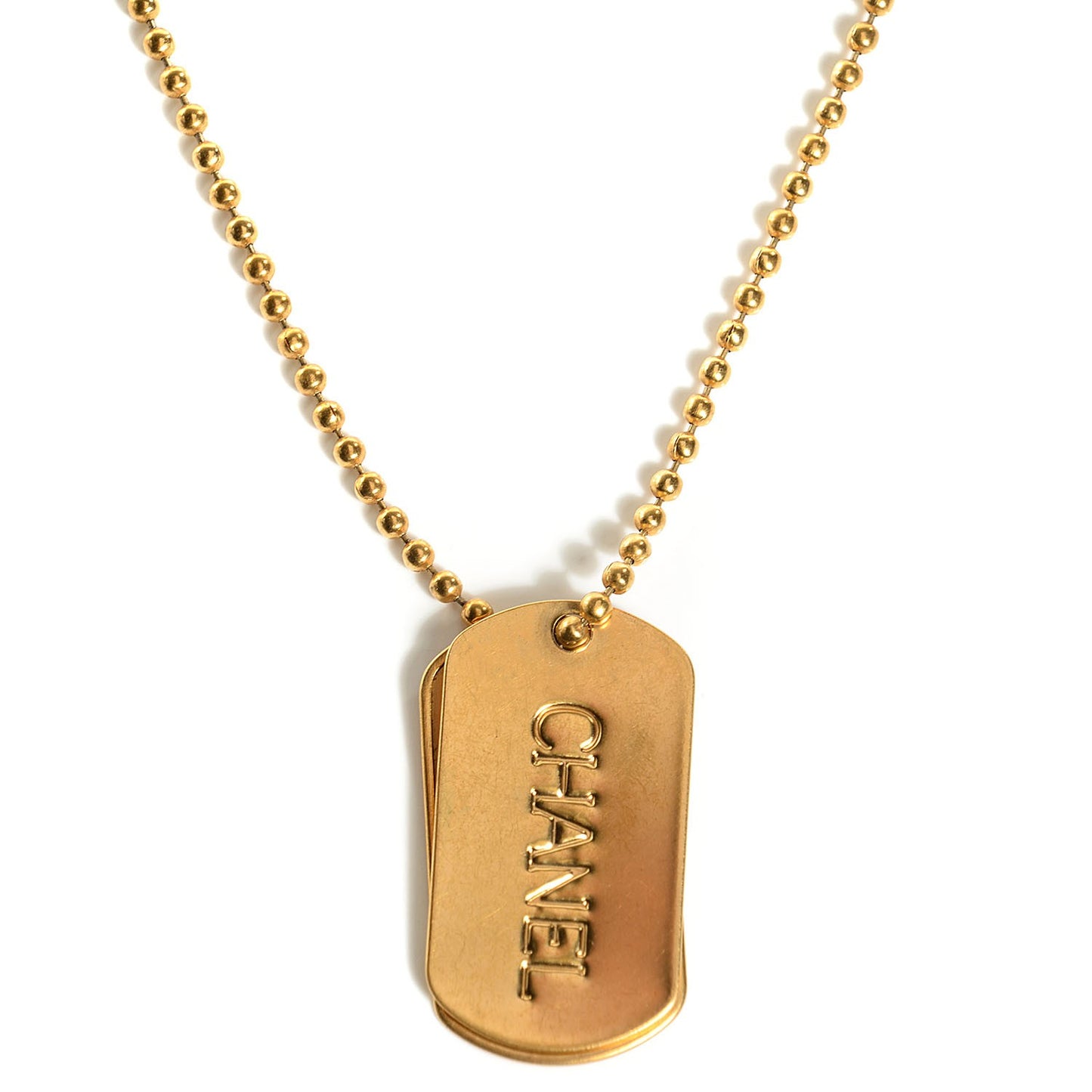 Dog Tag Charm Necklace Gold