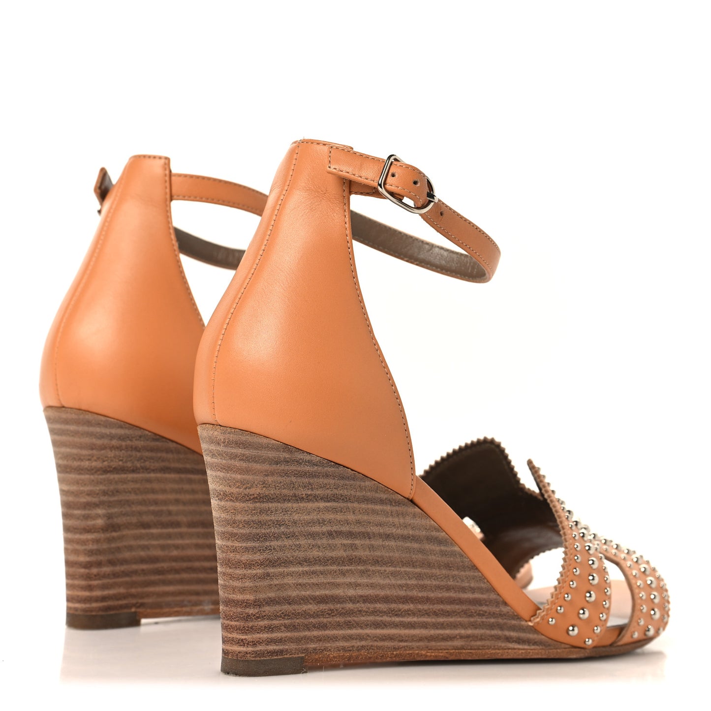 Calfskin Legend Wedge Sandals 38 Natural