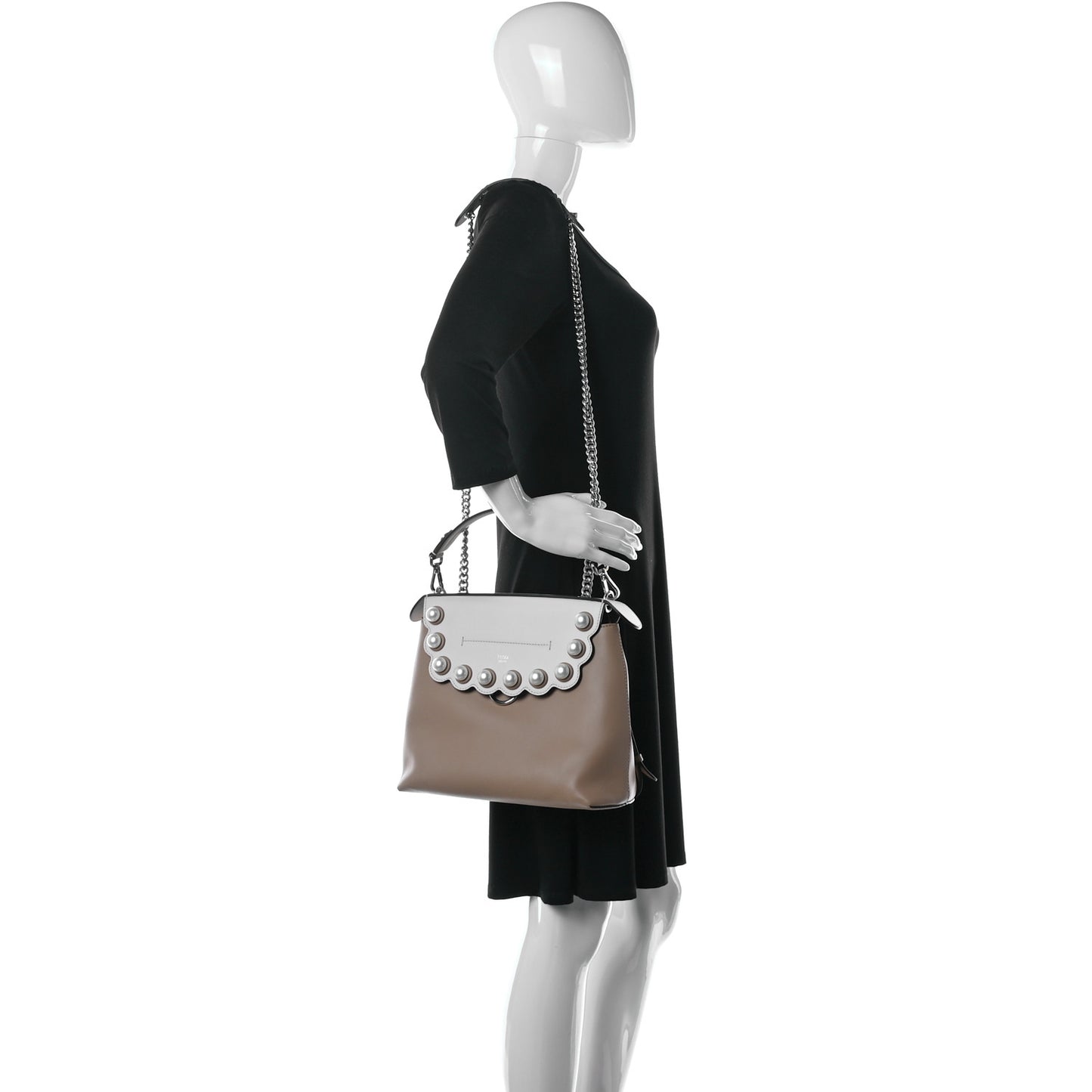 Vitello Century Pearl Bi-Color Scalloped Back to School Backpack Cuoio Camelia