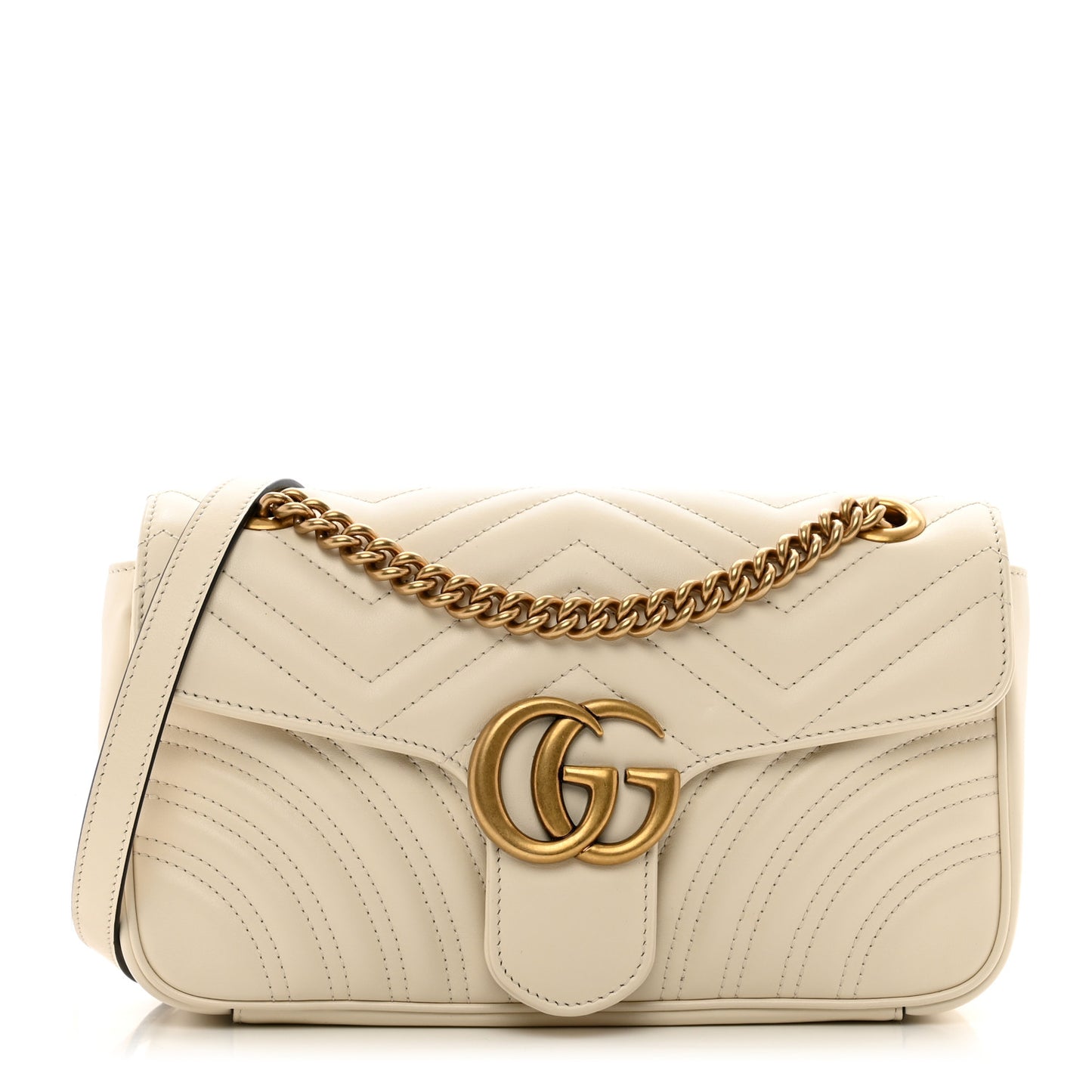 Calfskin Matelasse Small GG Marmont Shoulder Bag White