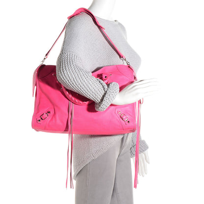 Balenciaga Calfskin Lizard Embossed Classic Silver Hardware City Rose Fluo 15 of 26