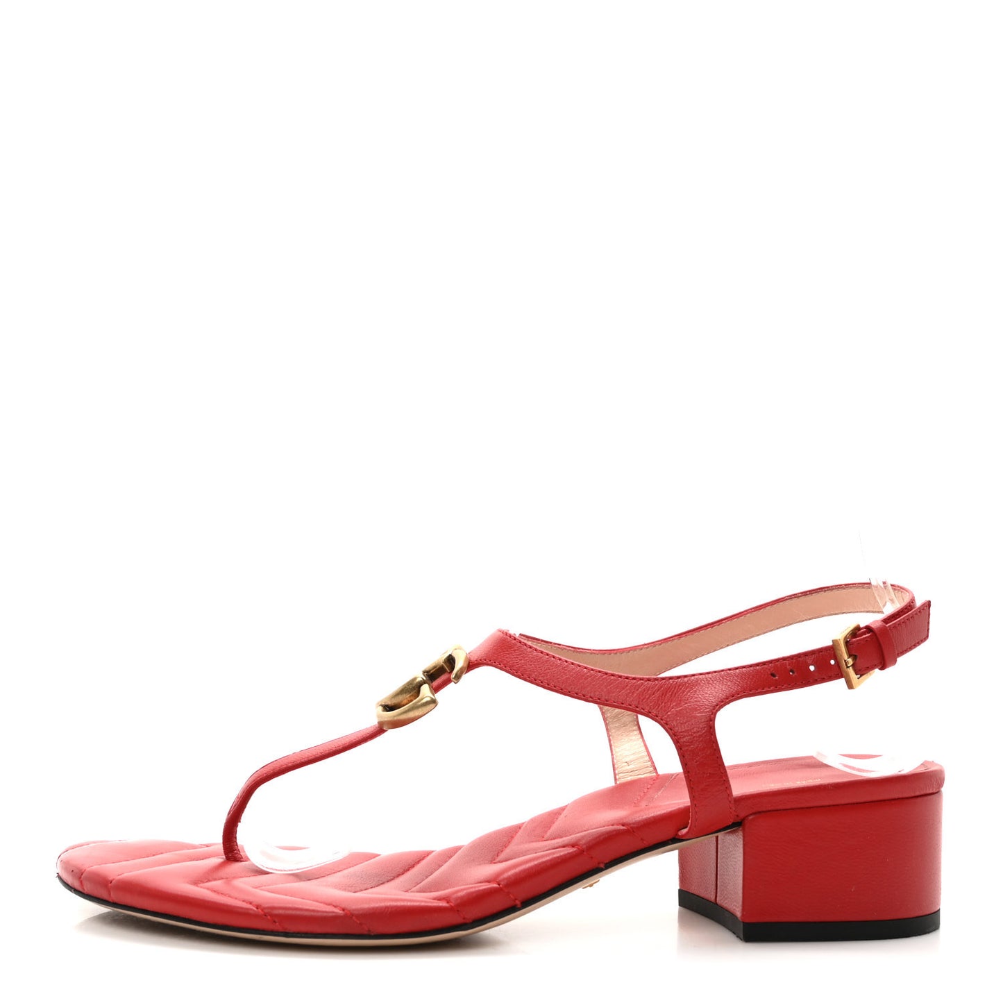 Nappa Matelasse Double G 35mm Thong Sandals 38 Maple Red