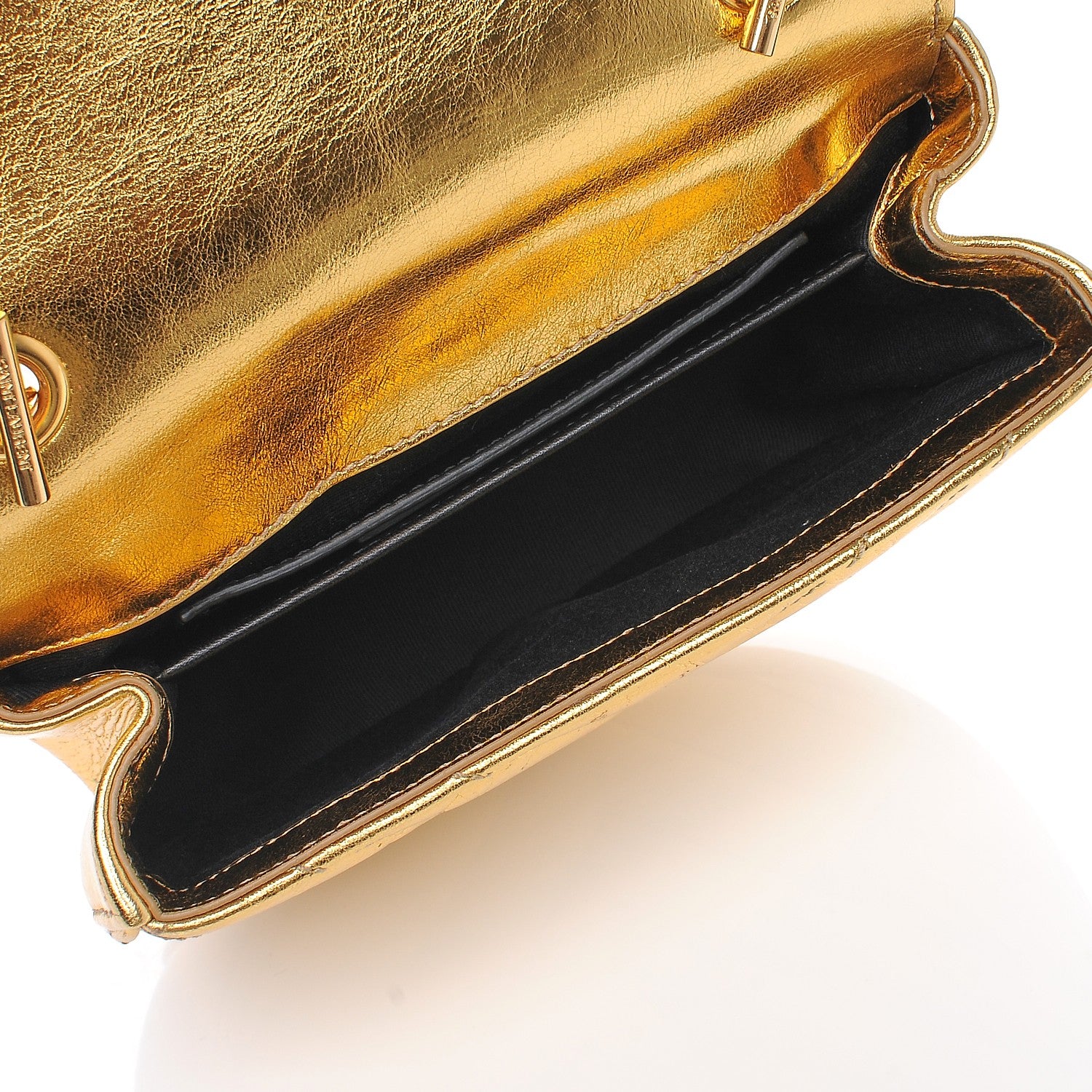 Saint Laurent Metallic Calfskin Matelasse Monogram Small Bubble Chain Crossbody Gold 5 of 6