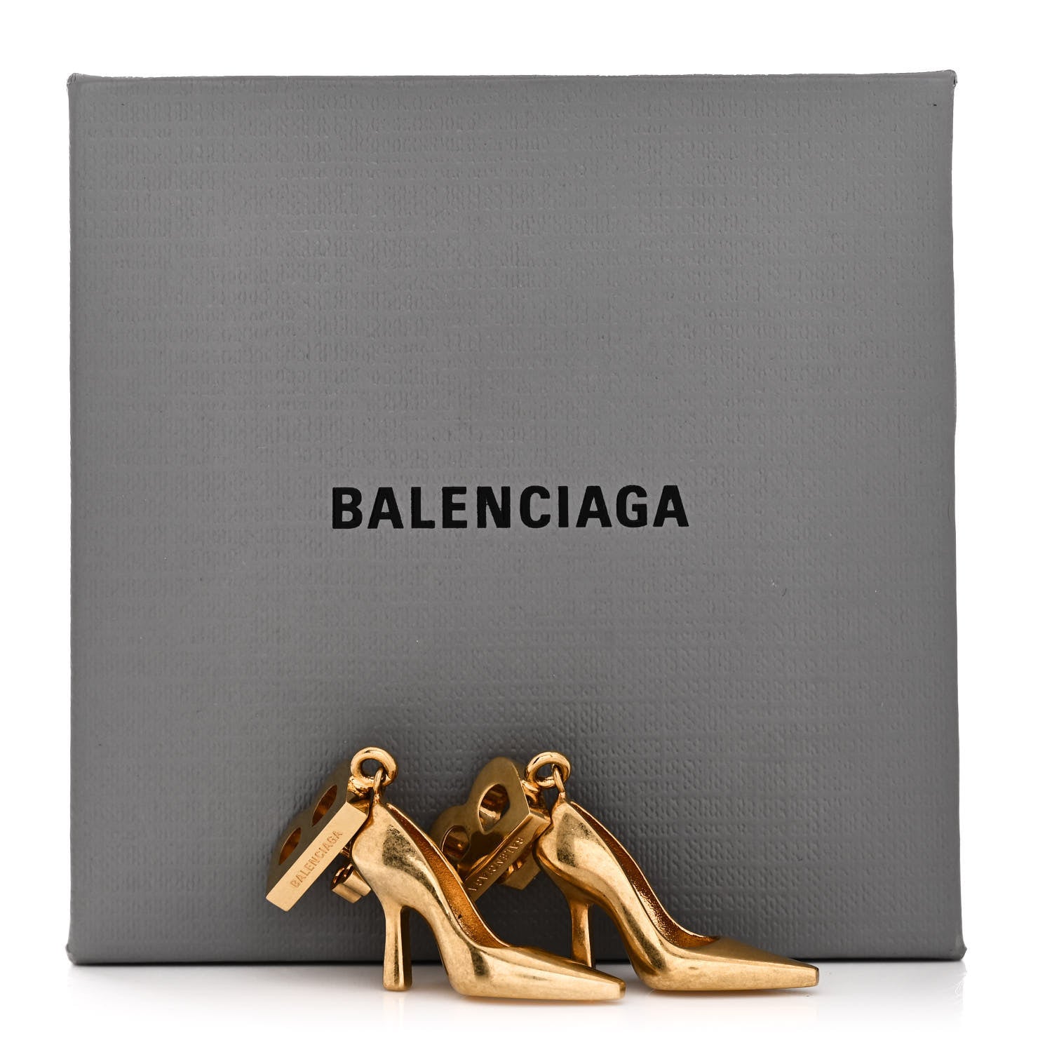 Balenciaga Metal BB Heel Earrings Gold 6 of 6