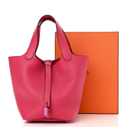 Hermes Taurillon Clemence Monochrome Picotin Lock 18 PM Rose Mexico 11 of 11