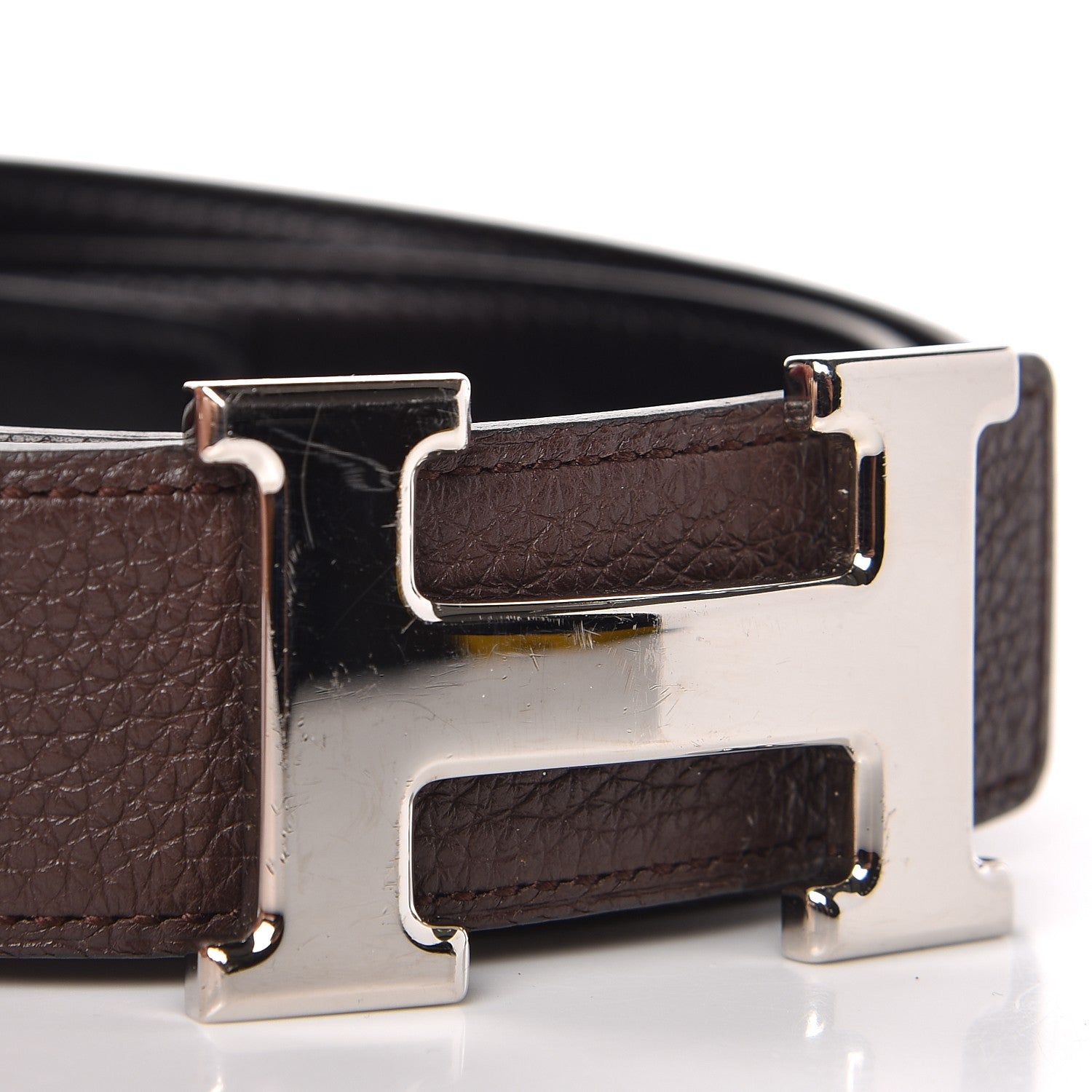 Hermes Box Togo 32mm H Belt 85 Black Chocolate 7 of 7