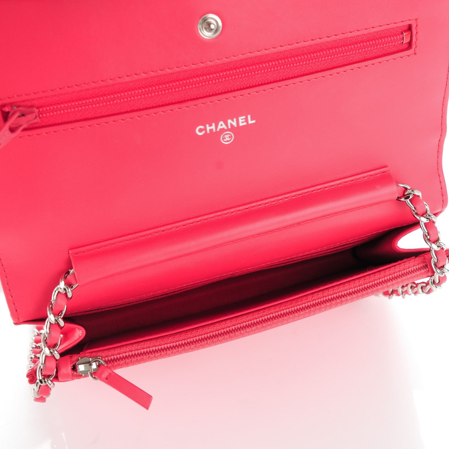 Chanel Patent Quilted Wallet On Chain WOC Pink 5 of 9