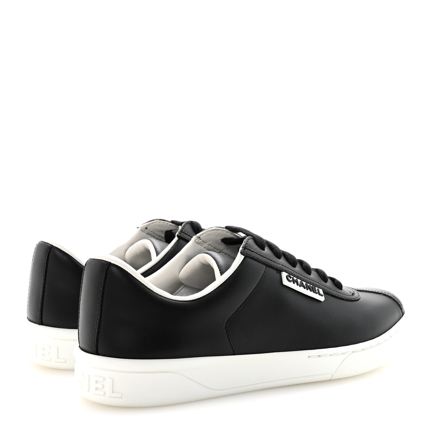 Chanel Calfskin CC Womens Uniform Sneakers 35 Black 5 of 9
