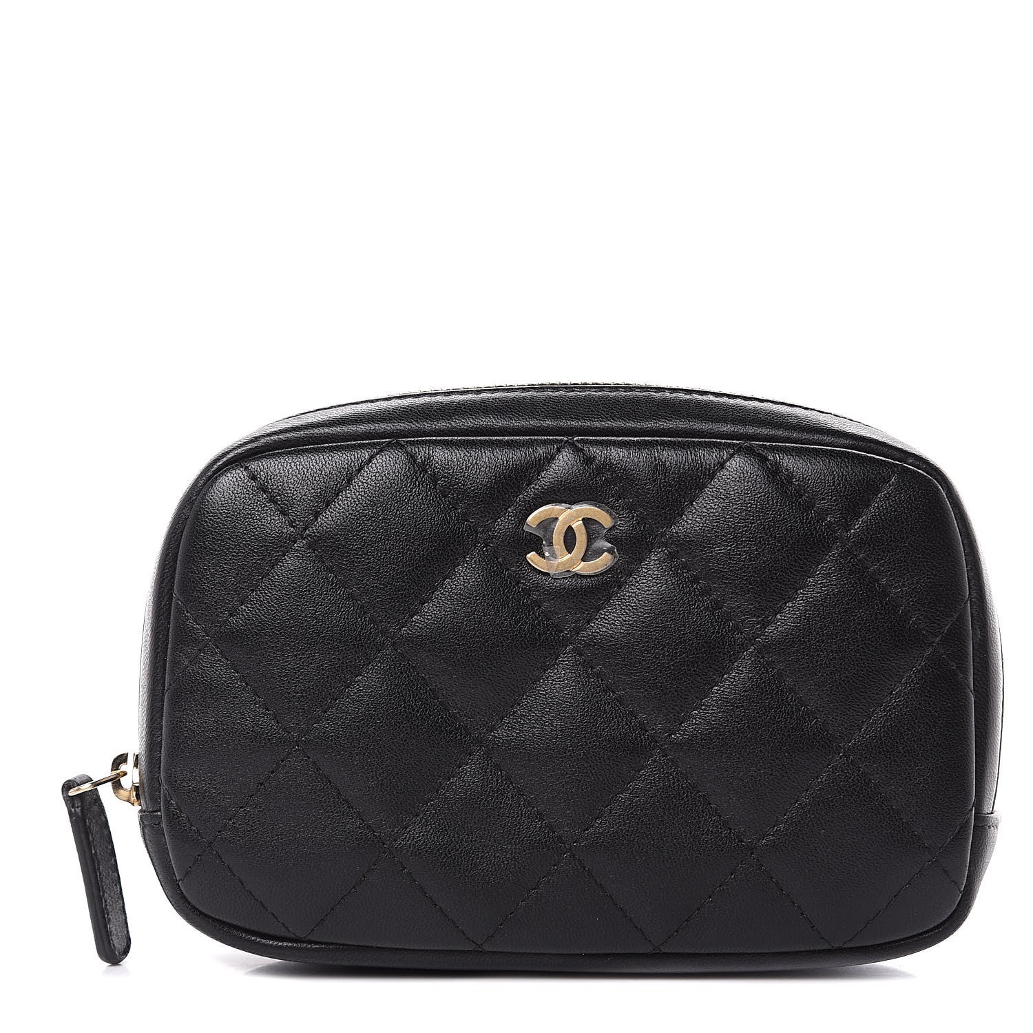 Chanel Lambskin Quilted Small Curvy Pouch Cosmetic Case Black 1 of 8