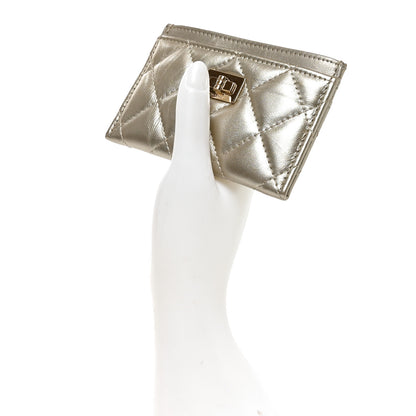 Chanel Metallic Aged Calfskin Quilted Reissue Card Holder Gold 2 of 7