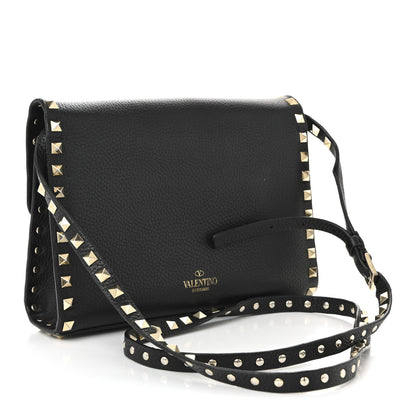 Valentino Garavani Pebbled Calfskin Medium Rockstud Flip Lock Crossbody Bag Black 3 of 10