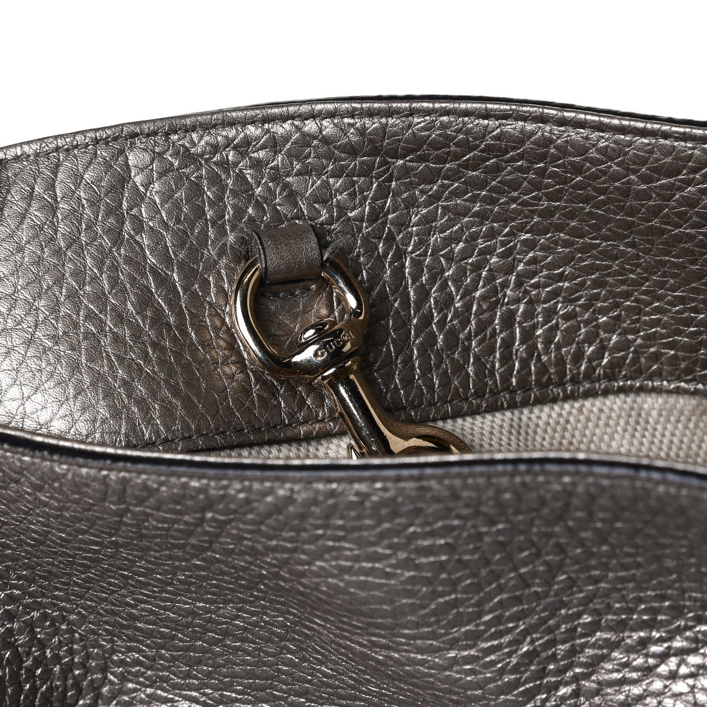Metallic Pebbled Calfskin Medium Soho Chain Shoulder Bag Golden Beige