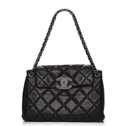 Chanel Calfskin Double Stitch Large Hamptons Flap Bag Black 1 of 9