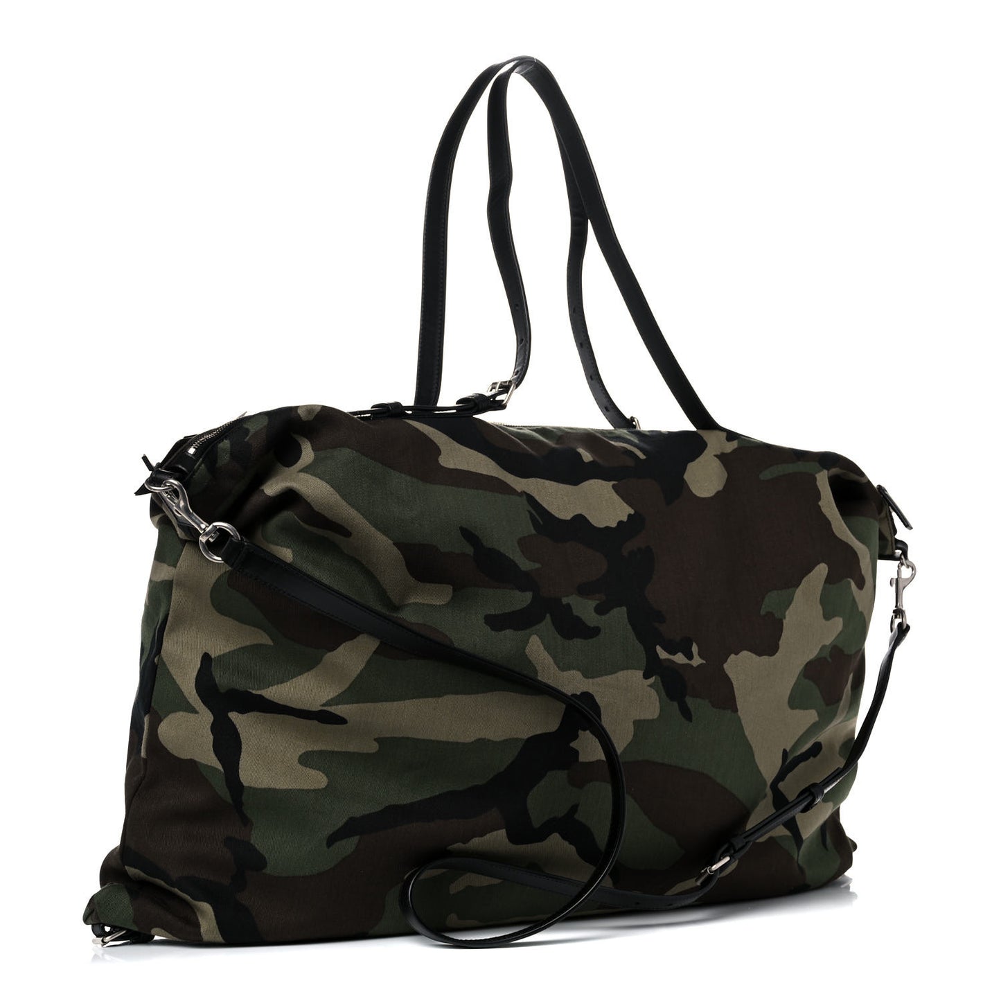 Gabardine Camouflage Large Convertible ID Bag Black Green
