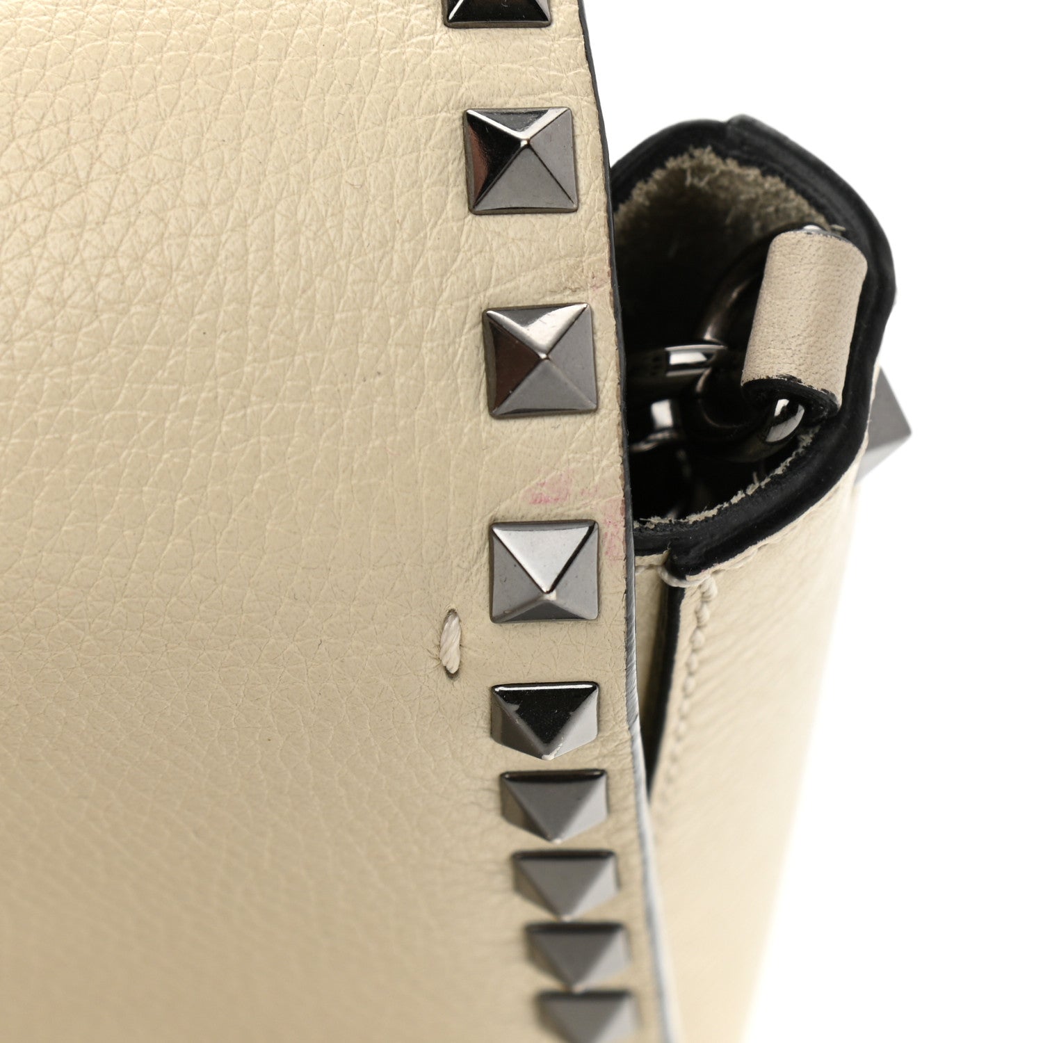 Valentino Garavani Grained Calfskin Rockstud Top Handle Flap Shoulder Bag Light Ivory 10 of 10