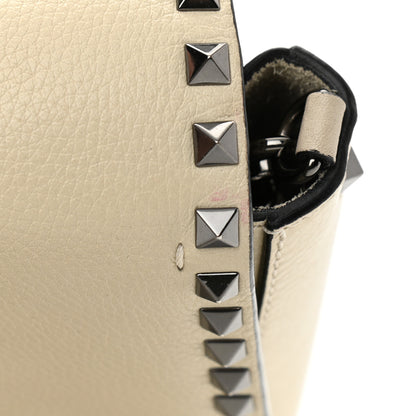 Valentino Garavani Grained Calfskin Rockstud Top Handle Flap Shoulder Bag Light Ivory 10 of 10