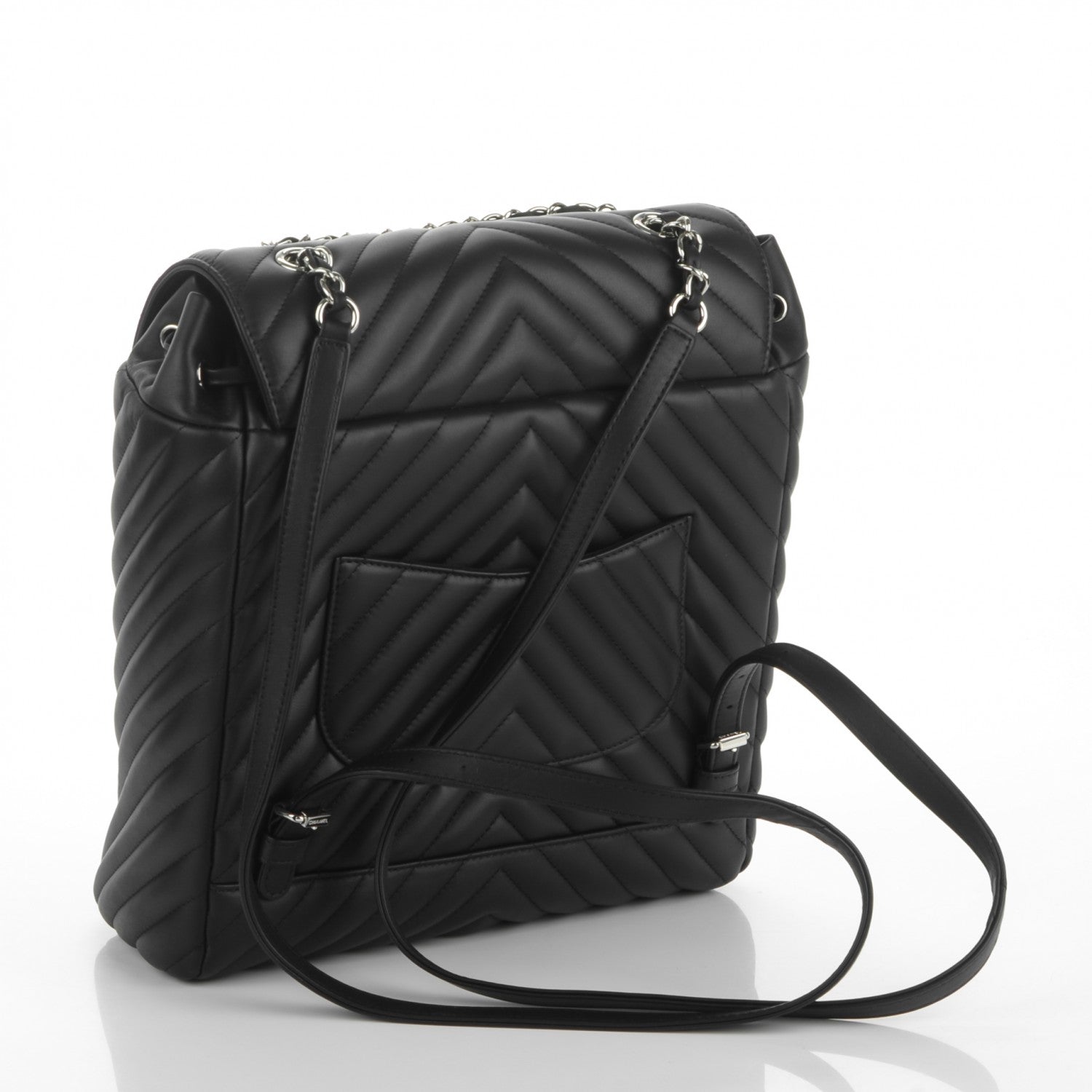 Chanel Calfskin Chevron Quilted Large Urban Spirit Backpack Black 3 of 7