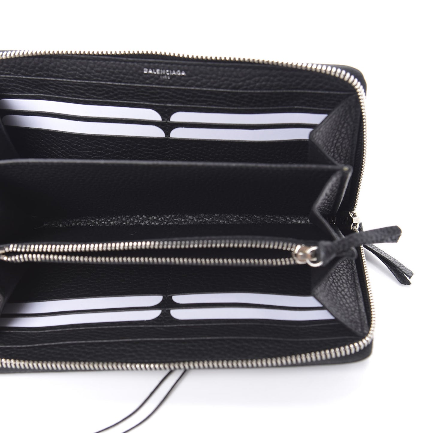 Veau Grana Perforated Blackout Hardware Continental Zip Around Wallet Black