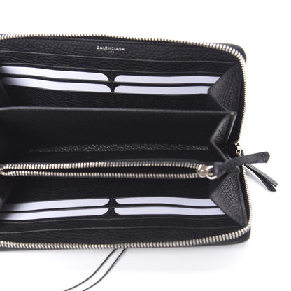 Balenciaga Veau Grana Perforated Blackout Hardware Continental Zip Around Wallet Black 5 of 10