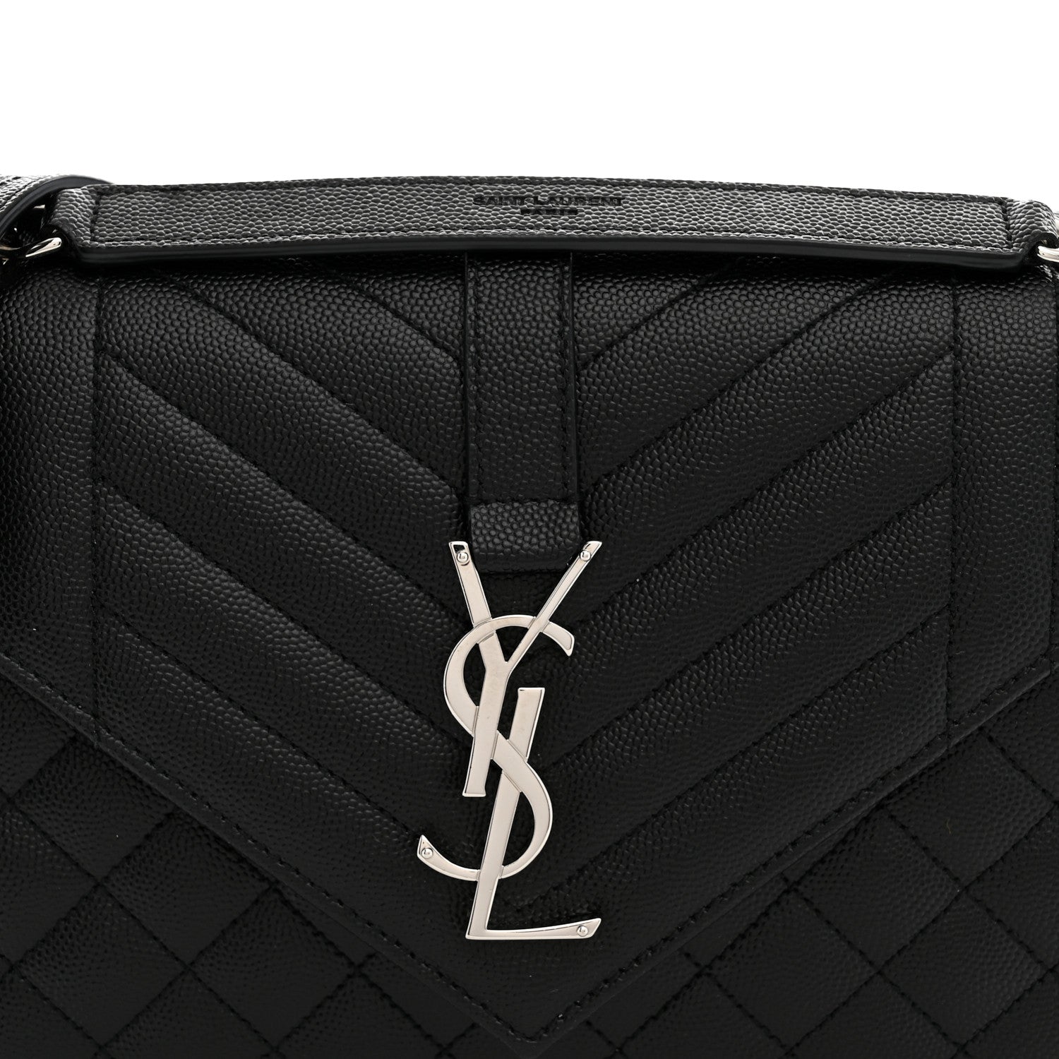 Saint Laurent Grain De Poudre Textured Mixed Matelasse Triquilt Small Monogram Satchel Black 8 of 11