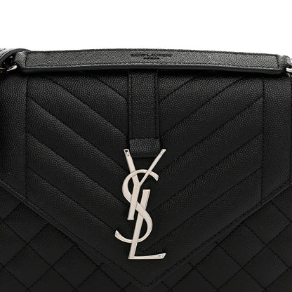Saint Laurent Grain De Poudre Textured Mixed Matelasse Triquilt Small Monogram Satchel Black 8 of 11