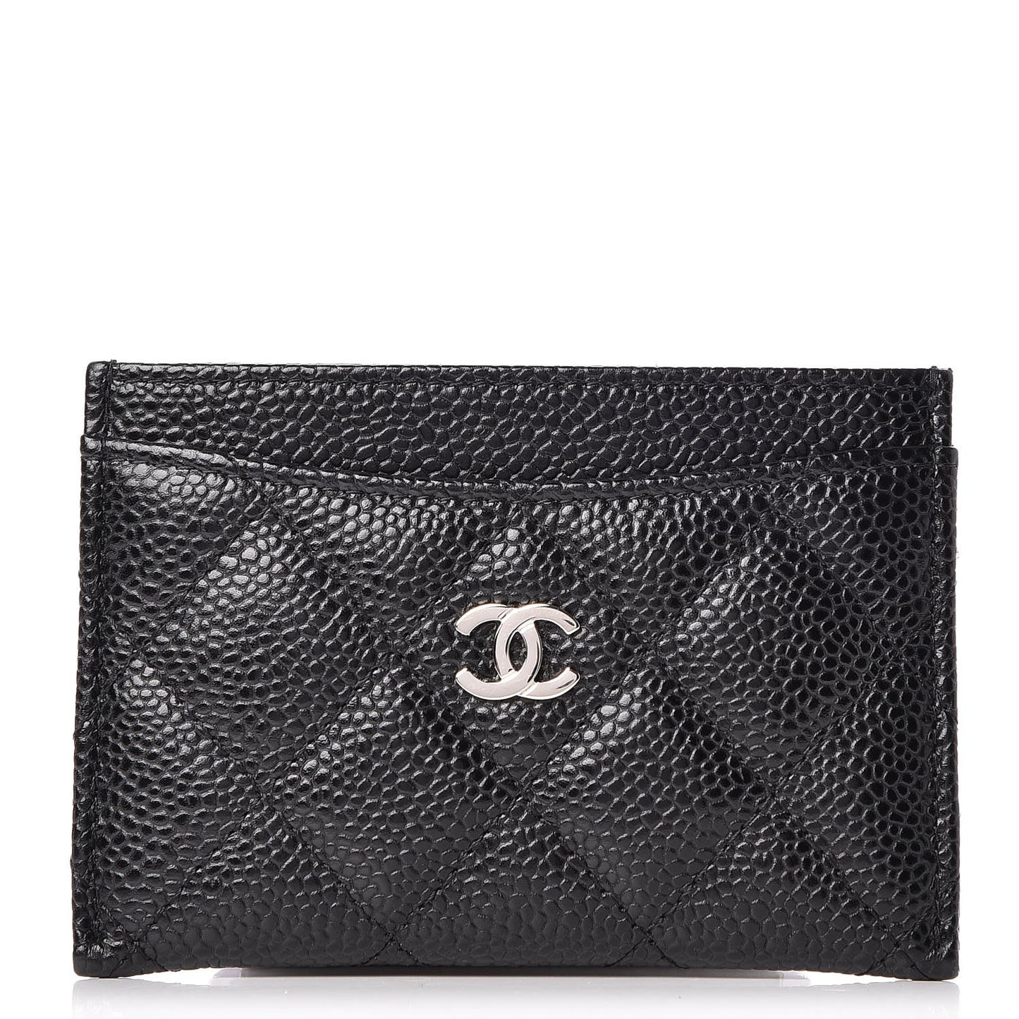 Caviar Quilted Card Holder Black