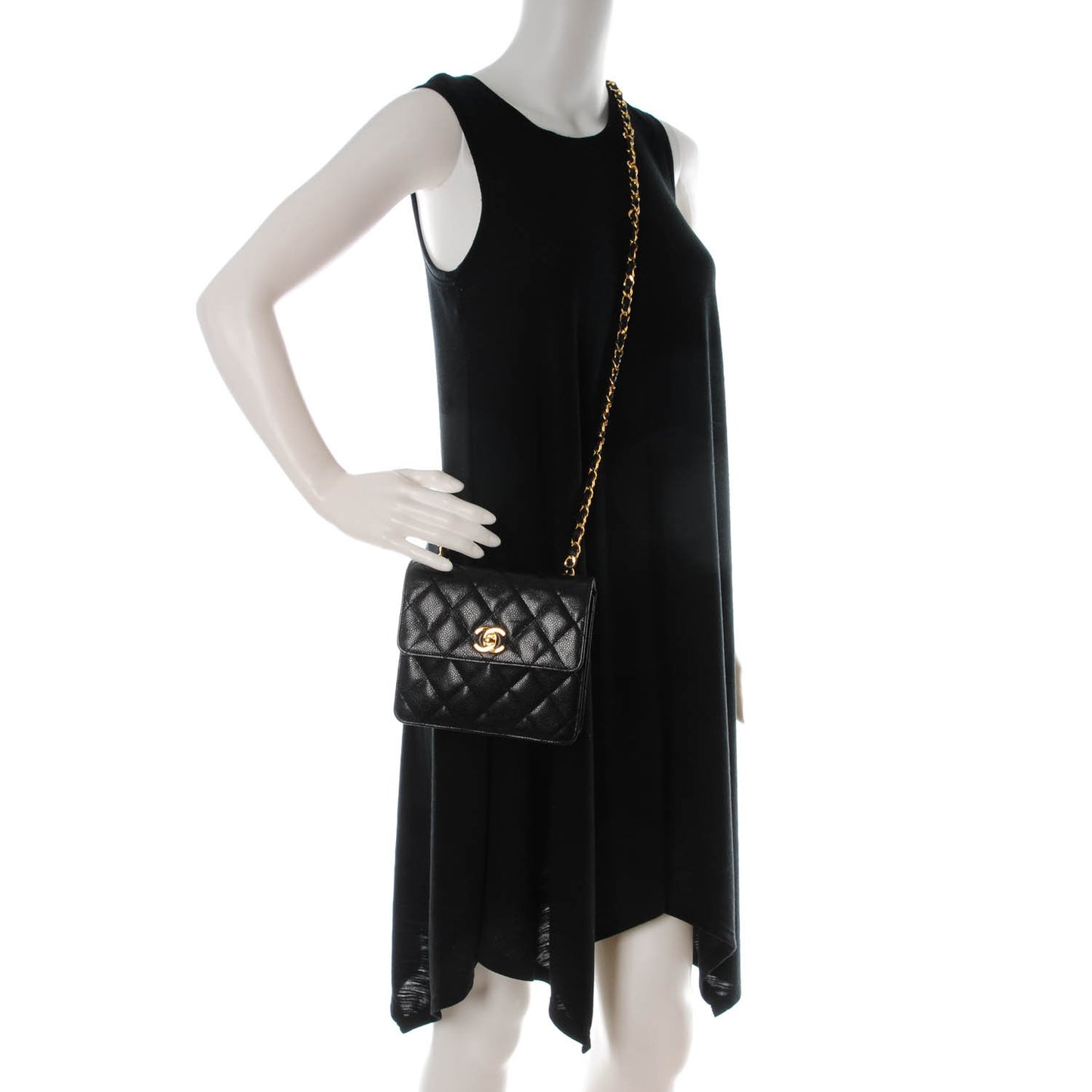 Caviar Quilted Mini Square Flap Black