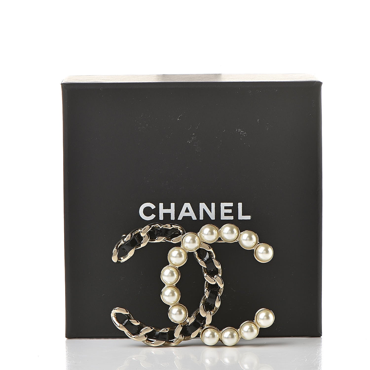 Chanel Lambskin Pearl CC Chain Brooch Black Gold 7 of 7