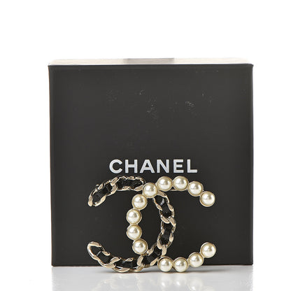Chanel Lambskin Pearl CC Chain Brooch Black Gold 7 of 7