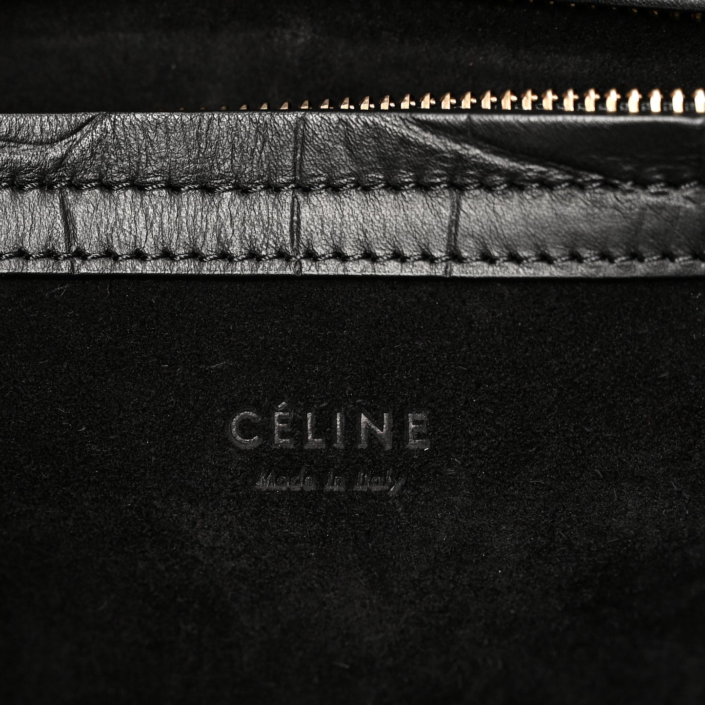 Crocodile Embossed Calfskin Medium Phantom Luggage Black