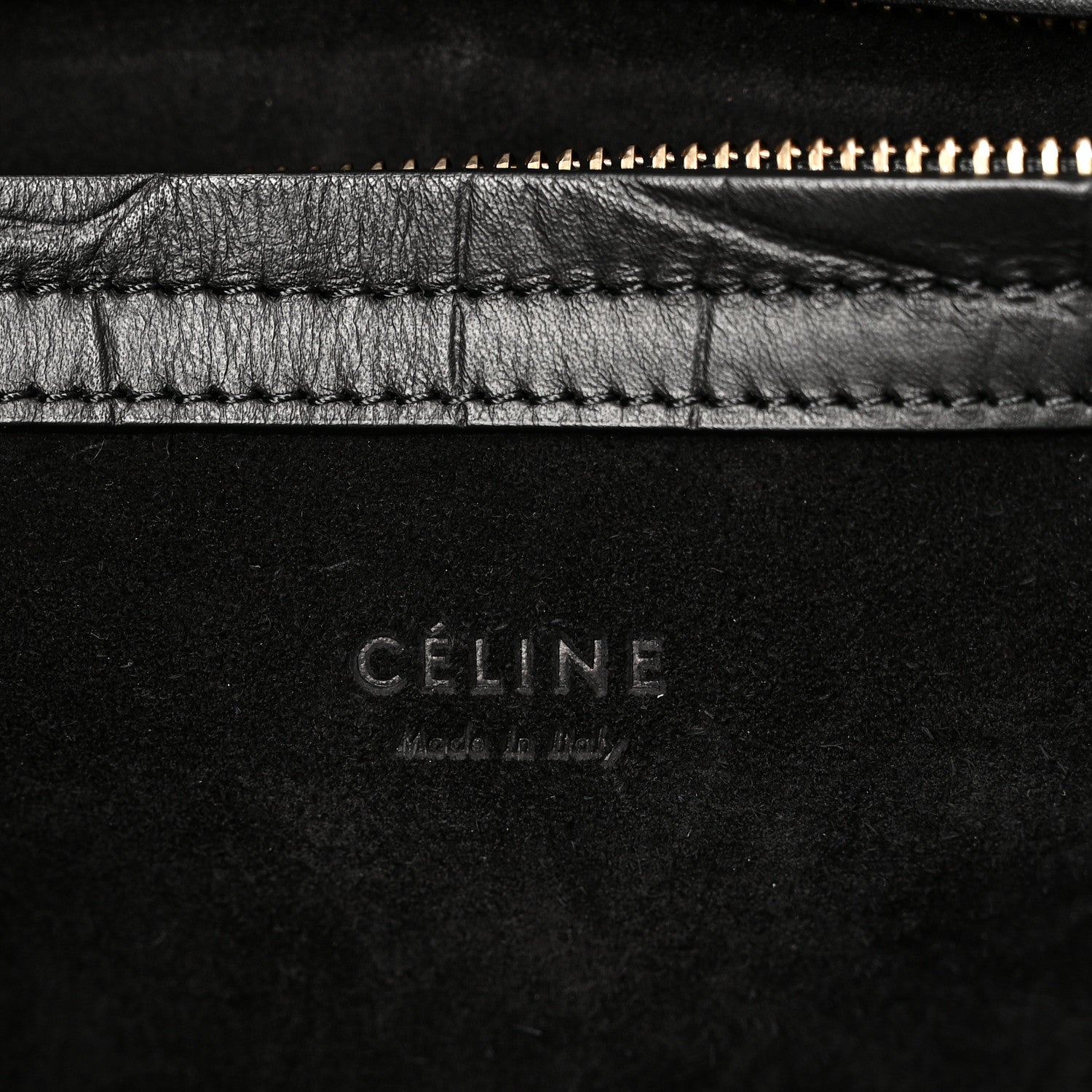 Celine Crocodile Embossed Calfskin Medium Phantom Luggage Black 6 of 9
