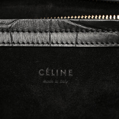 Celine Crocodile Embossed Calfskin Medium Phantom Luggage Black 6 of 9