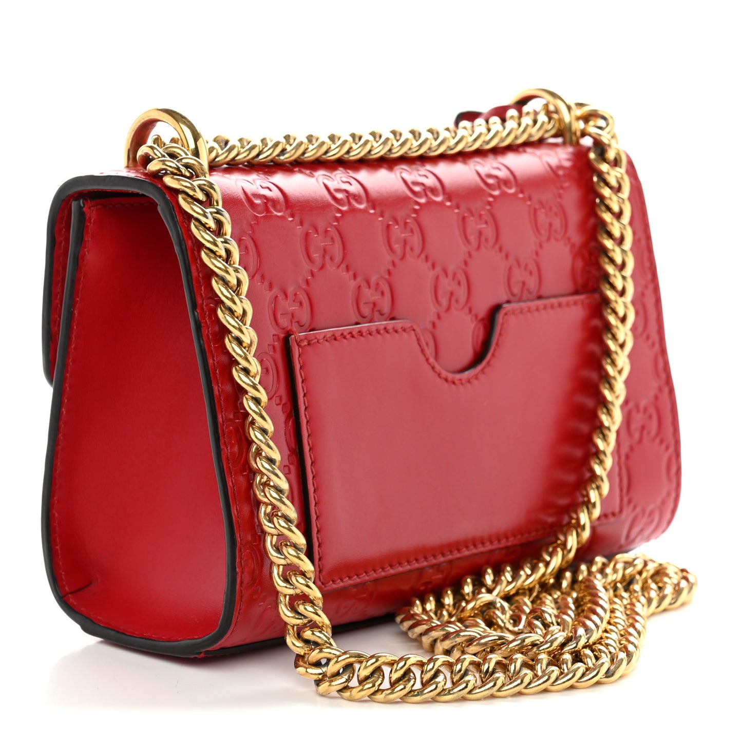 Guccissima Small Padlock Shoulder Bag Hibiscus Red