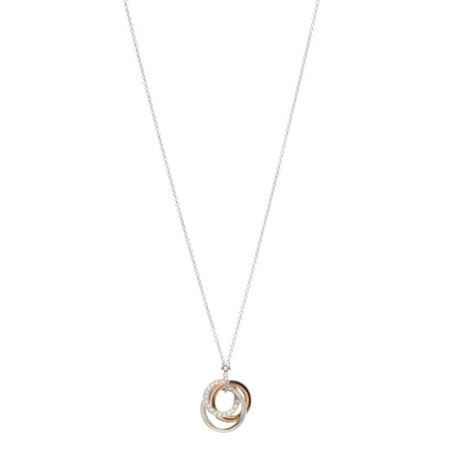 Tiffany 18K White Rose Gold Diamond 1837 Triple Interlocking Circles Pendant Necklace 1 of 5