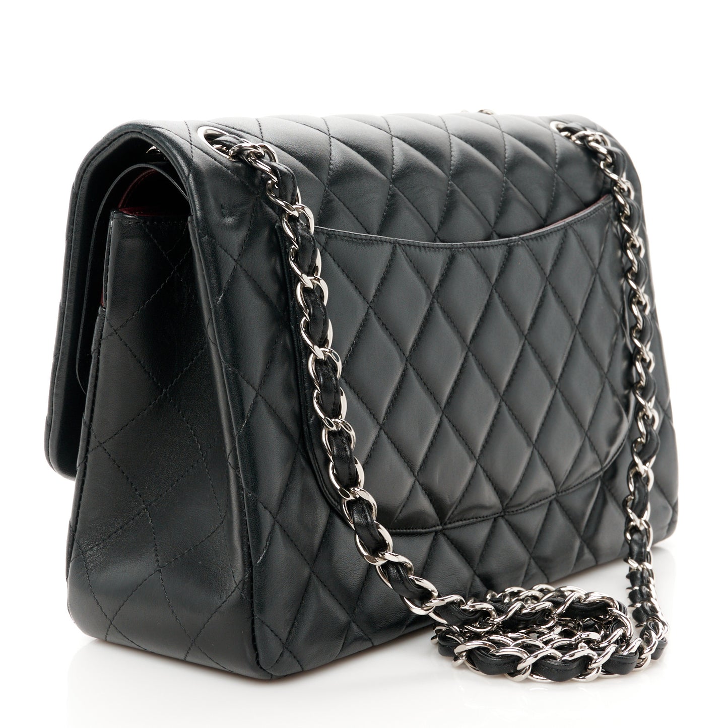 Lambskin Quilted Jumbo Double Flap Black