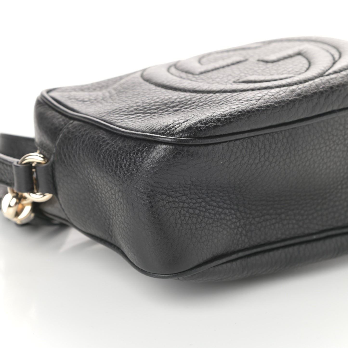 Pebbled Calfskin Small Soho Disco Bag Black