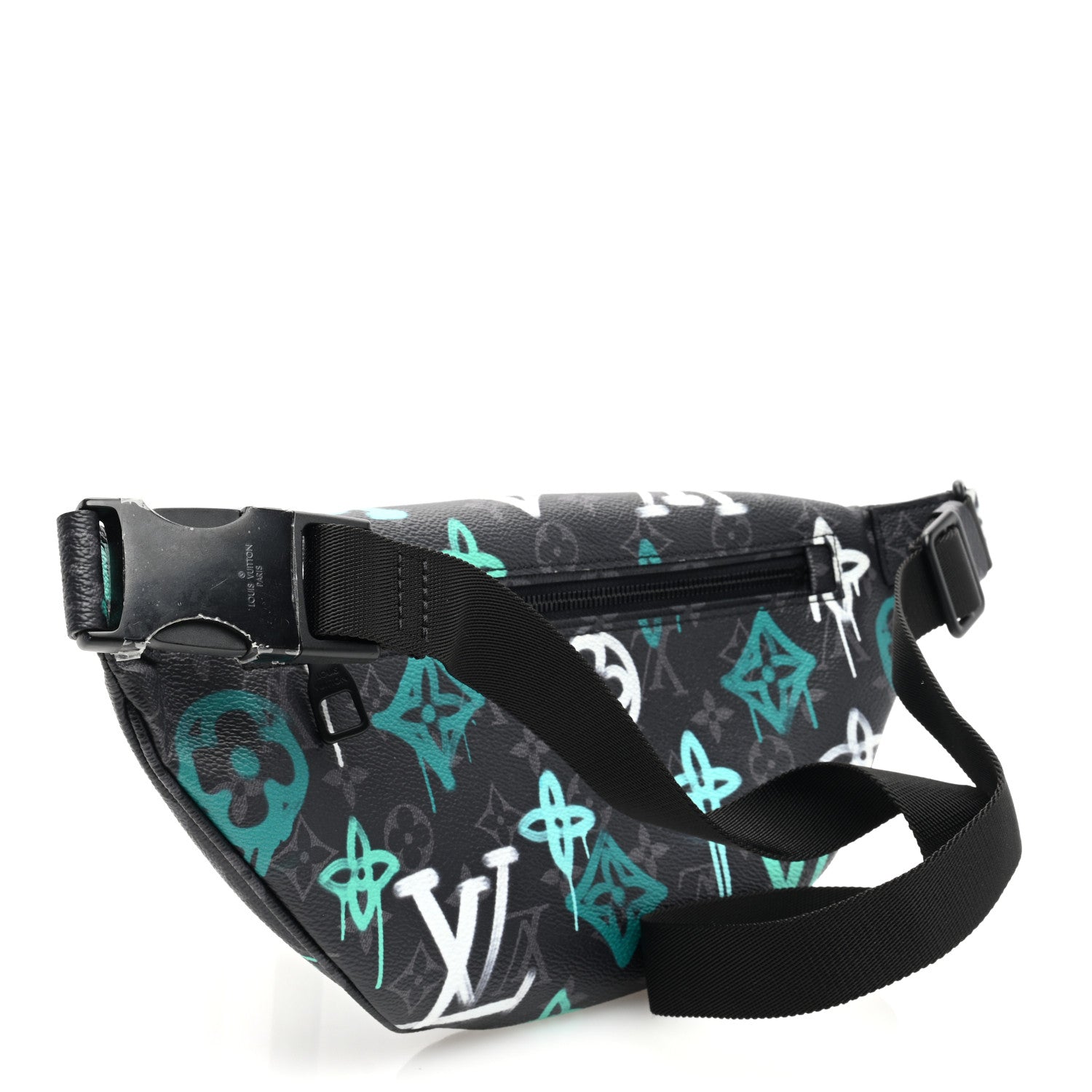 Louis Vuitton Monogram Eclipse LV Graffiti Discovery Bumbag Green Lights 3 of 9