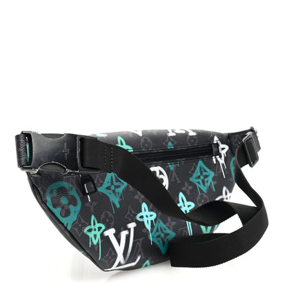 Louis Vuitton Monogram Eclipse LV Graffiti Discovery Bumbag Green Lights 3 of 9