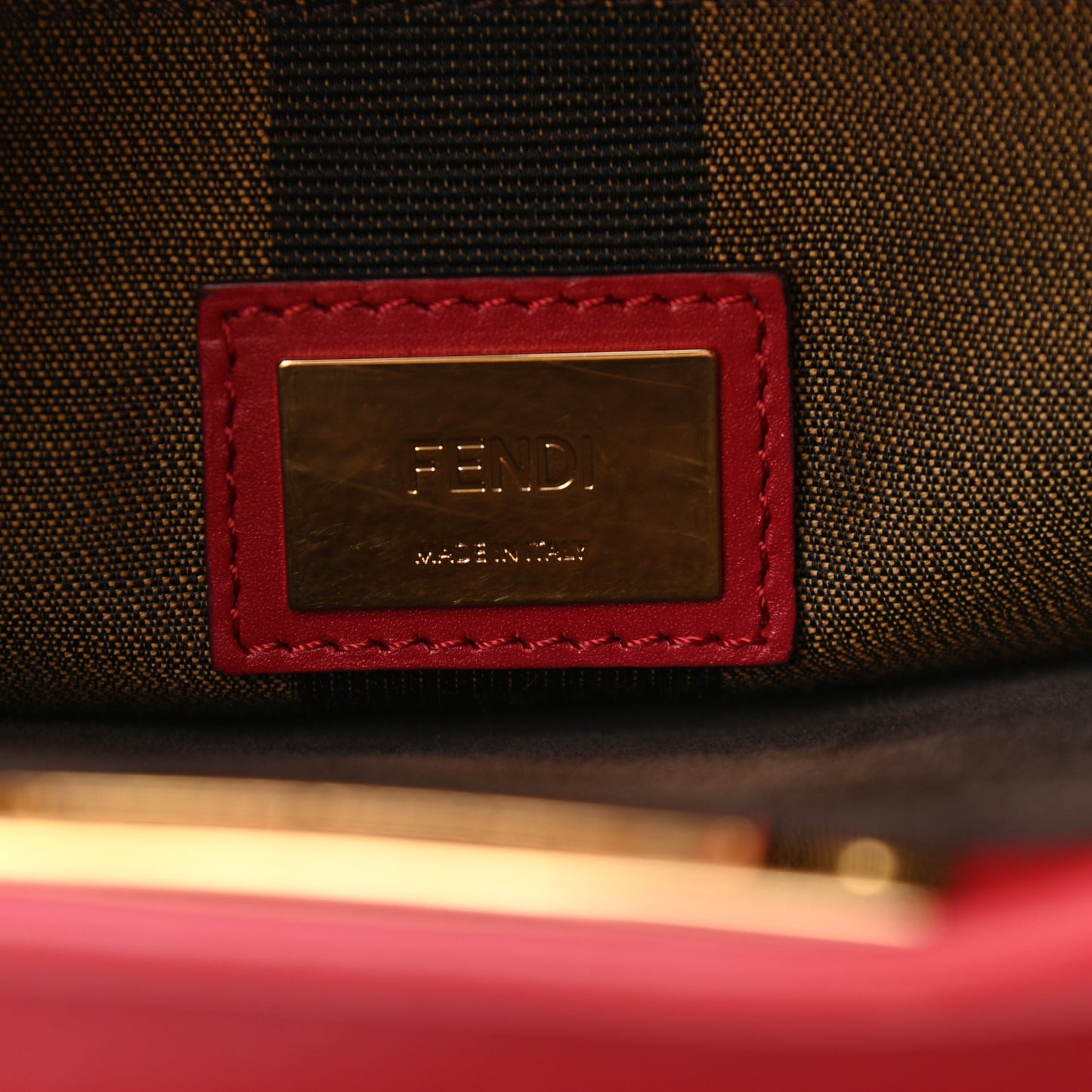 Vitello Morgan Fabric Jacquard Pequin Medium Peekaboo Iconic Satchel Mattone Tobacco Black