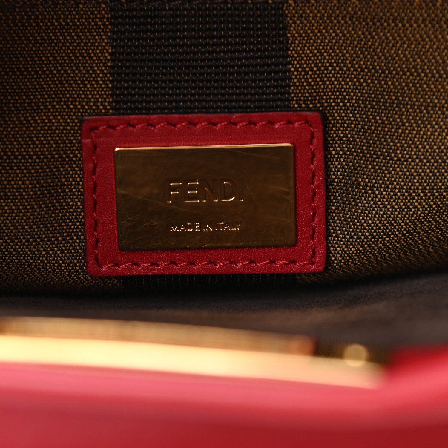 Fendi Vitello Morgan Fabric Jacquard Pequin Medium Peekaboo Iconic Satchel Mattone Tobacco Black 7 of 10
