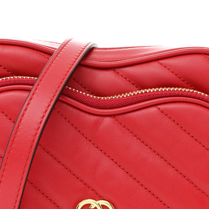 Gucci Calfskin Matelasse Diagonal Mini Interlocking G Heart Shoulder Bag Hibiscus Red 8 of 10