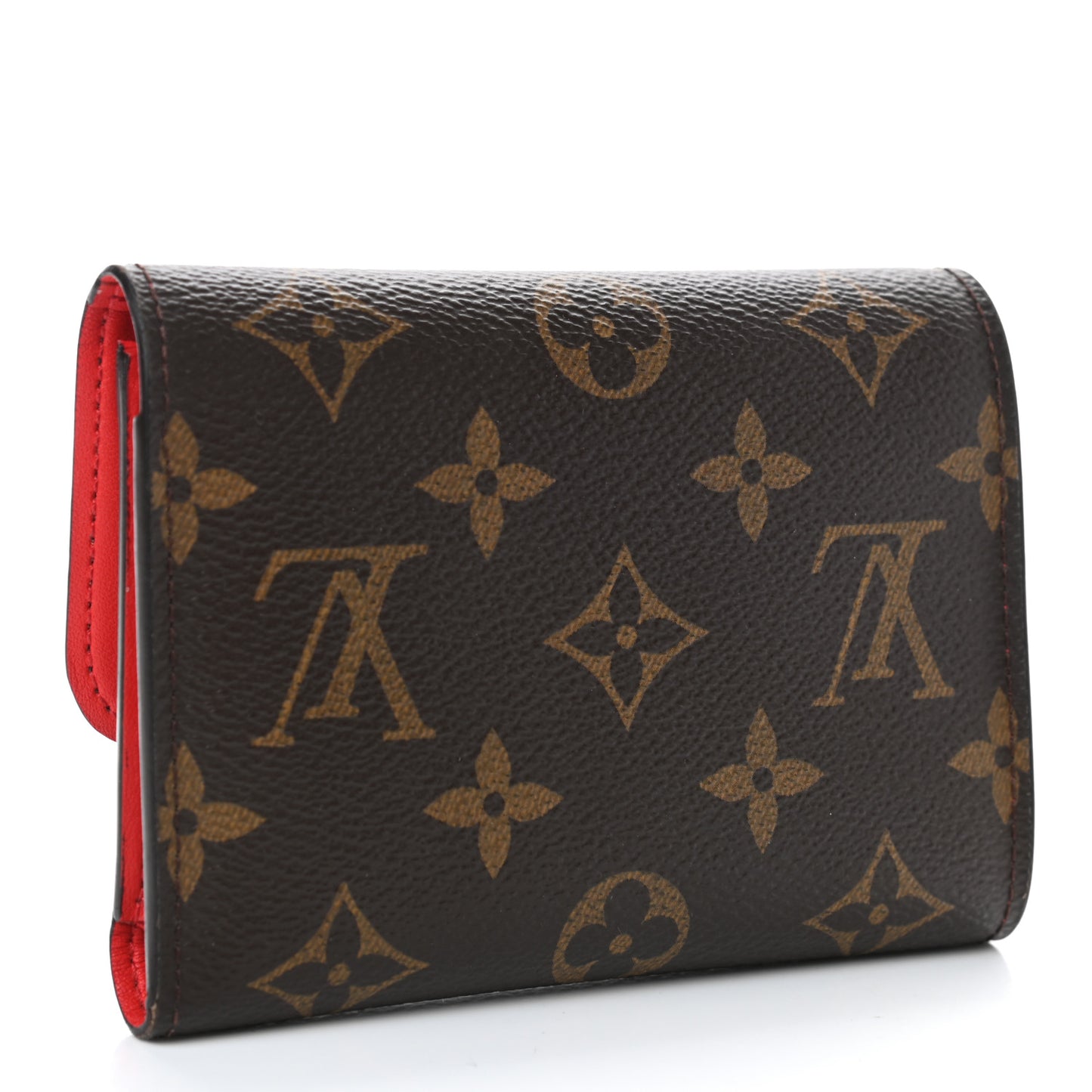 Monogram Flower Lock Compact Wallet Coquelicot