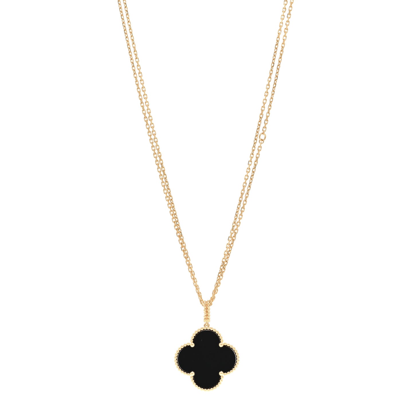 18K Yellow Gold Black Onyx Magic Alhambra Pendant Necklace