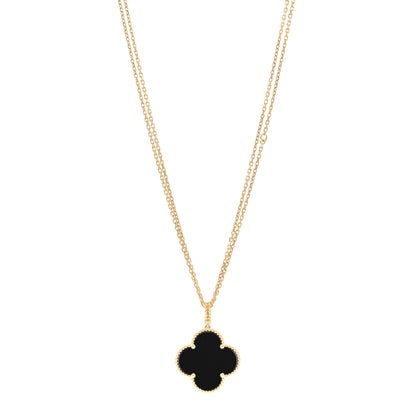Van Cleef & Arpels 18K Yellow Gold Black Onyx Magic Alhambra Pendant Necklace 1 of 5