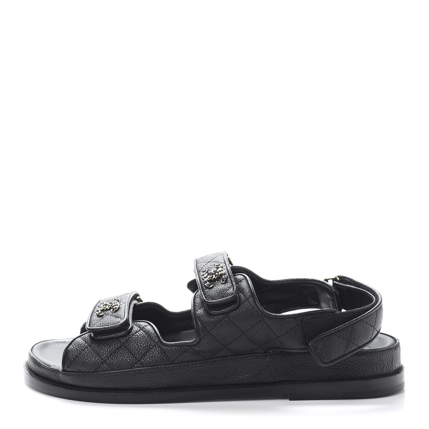 Chanel Grained Calfskin Velcro Dad Sandals 41 Black 1 of 9